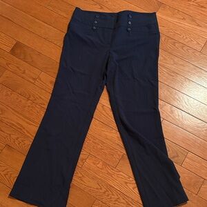 Navy Wide-Leg Dress Pants